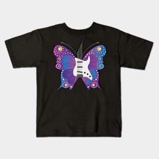 Electric Guitar Butterfly - Neon Kids T-Shirt